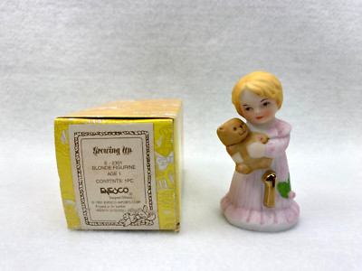 Growing Up Birthday Girls Age 1 Enesco 1981 Blonde Porcelain Figurine E-2301 (B)