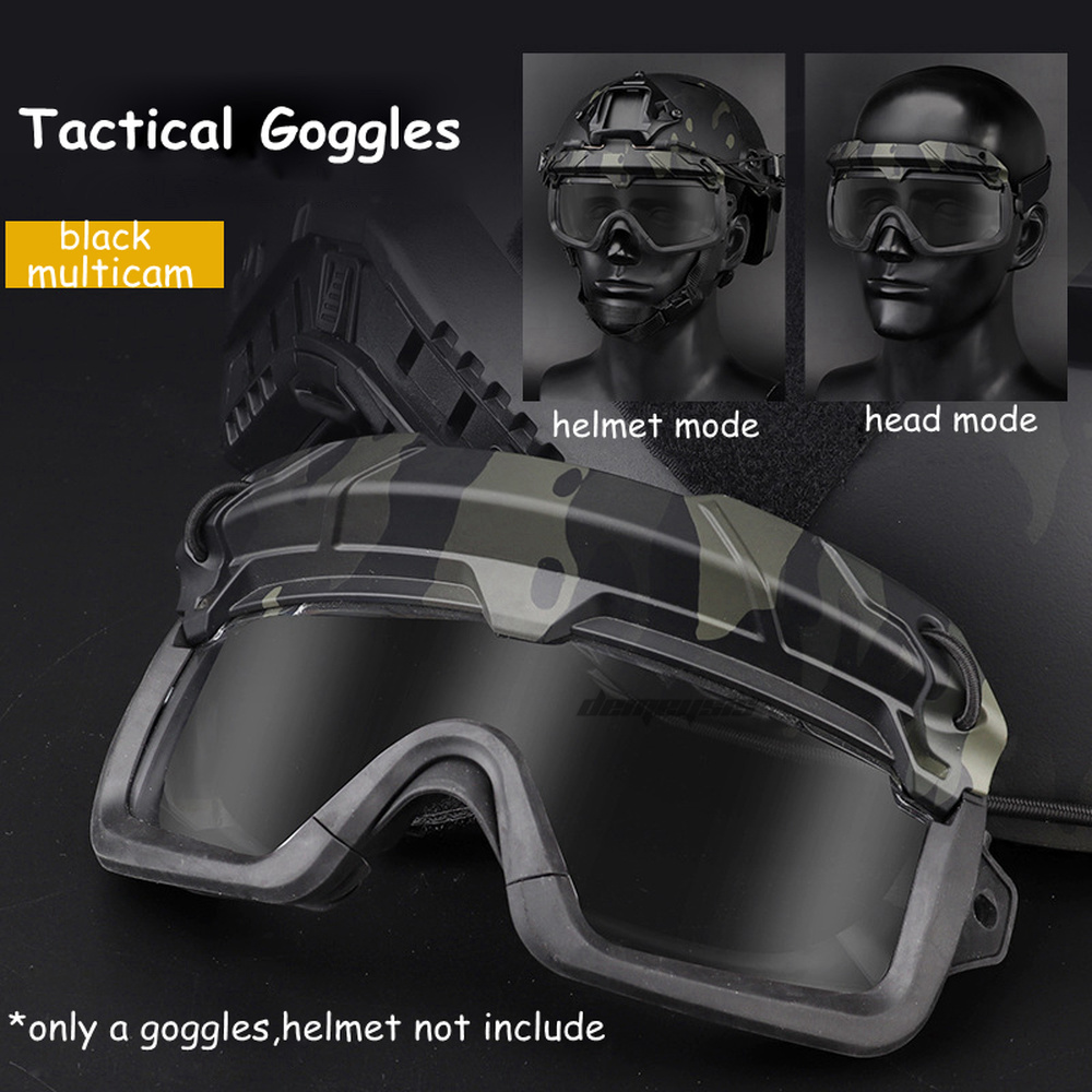 Air Soft Casque Tactique Airsoft Type PJ Avec Masque Amovible - Réglable 22.4-23.5 - Rails Pour Accessoires - Pour Paintball, Chasse Airsoft Equipement