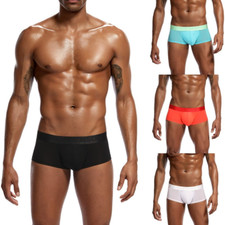 Men Boxer Briefs Ice Silk Breathable Shorts U Convex Pouch Ultra Thin Underpants