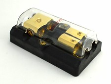 1 4-Gauge In 2 8-Gauge Out Gold Plated AGU Fuse Holder Distribution Block 80 AMP