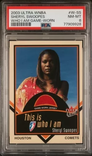 2003 Ultra WNBA Who I am GAME WORN Sheryl Swoopes PSA 8 Houston Comets
