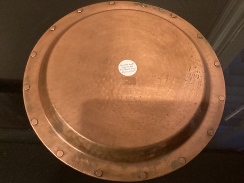 Hammered Copper Tray Plate Round 12" India White Barn Candle Co. Heavy Vintage - Picture 3 of 3