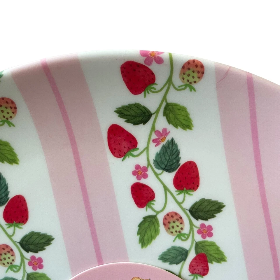 Juego de 4 platos de cena de bambú Harvest Green FRESA 10 pulgadas rosa y blanco nuevos  Foto 2 de 4