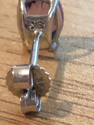 Vintage Hallmarked 9ct White Gold with Solitaire Amethyst Stud Earrings - Picture 11 of 15