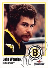 John Wensink autographed Hockey Card (Boston Bruins) 2002 Fleer Throwbacks #38