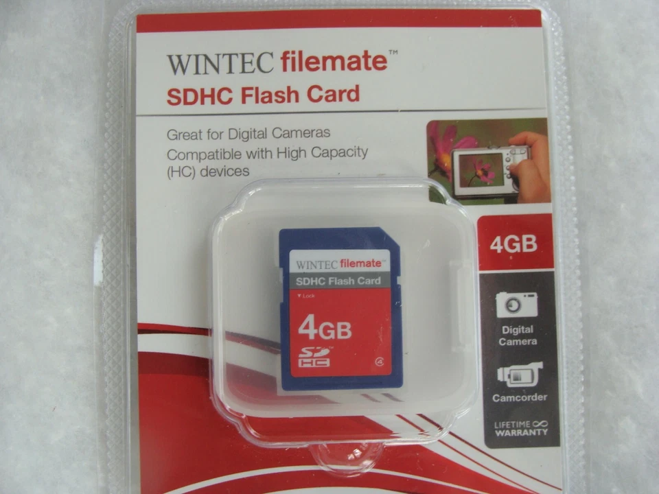 NEW SEALED Wintec Filemate 4 GB Class 4 Secure Digital SDHC Card (3FMSD4GB-R) - Image 2 of 3