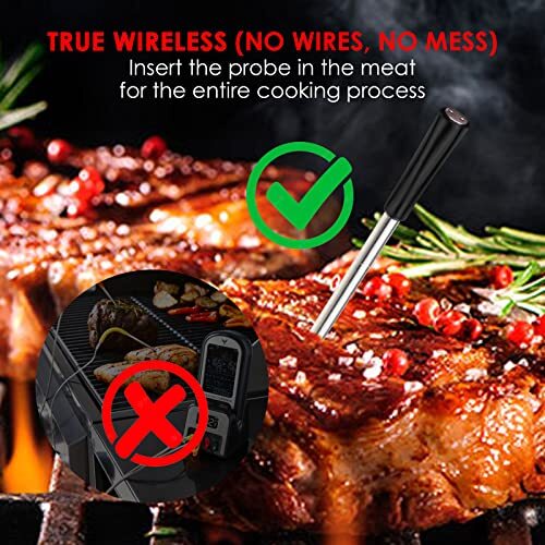 Wireless Meat Thermometer Bluetooth Unlimited Range Thermometer Digital Meat  - Picture 3 of 8