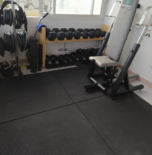 Dalle musculation caoutchouc 1m x 1m x 2cm : pack de 6 tapis de sol pour sport