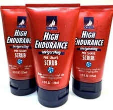3 old spice high endurance invigorating pre shave scrub 4.2oz ea scuffed bottle