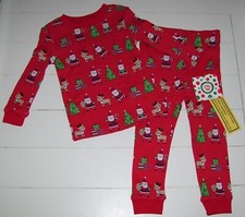 Little Me 2 Pc Santa Reindeer Christmas Tree Snug Fit Shirt Pants Pajamas 24M