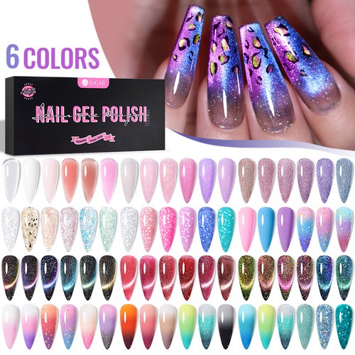 UR SUGAR 6Colors Gel Nail Polish Set Glitter Magnetic Soak off UV Gel Top Base - Zdjęcie 1 z 69