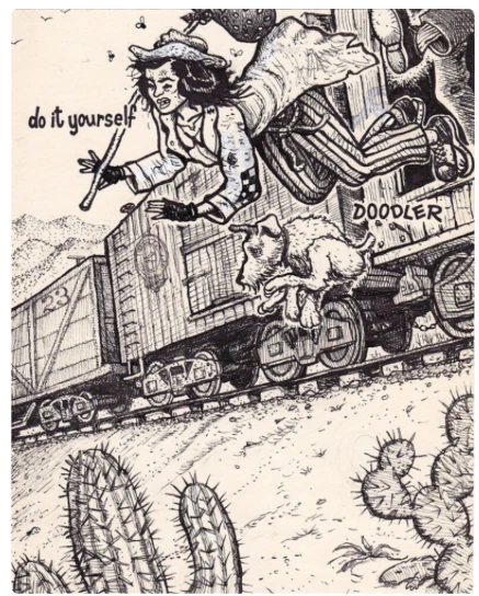 Dibujo original enmarcado HOBO tinta sobre papel 2010 arte David Jablow dibujos animados raros Foto 3 de 4