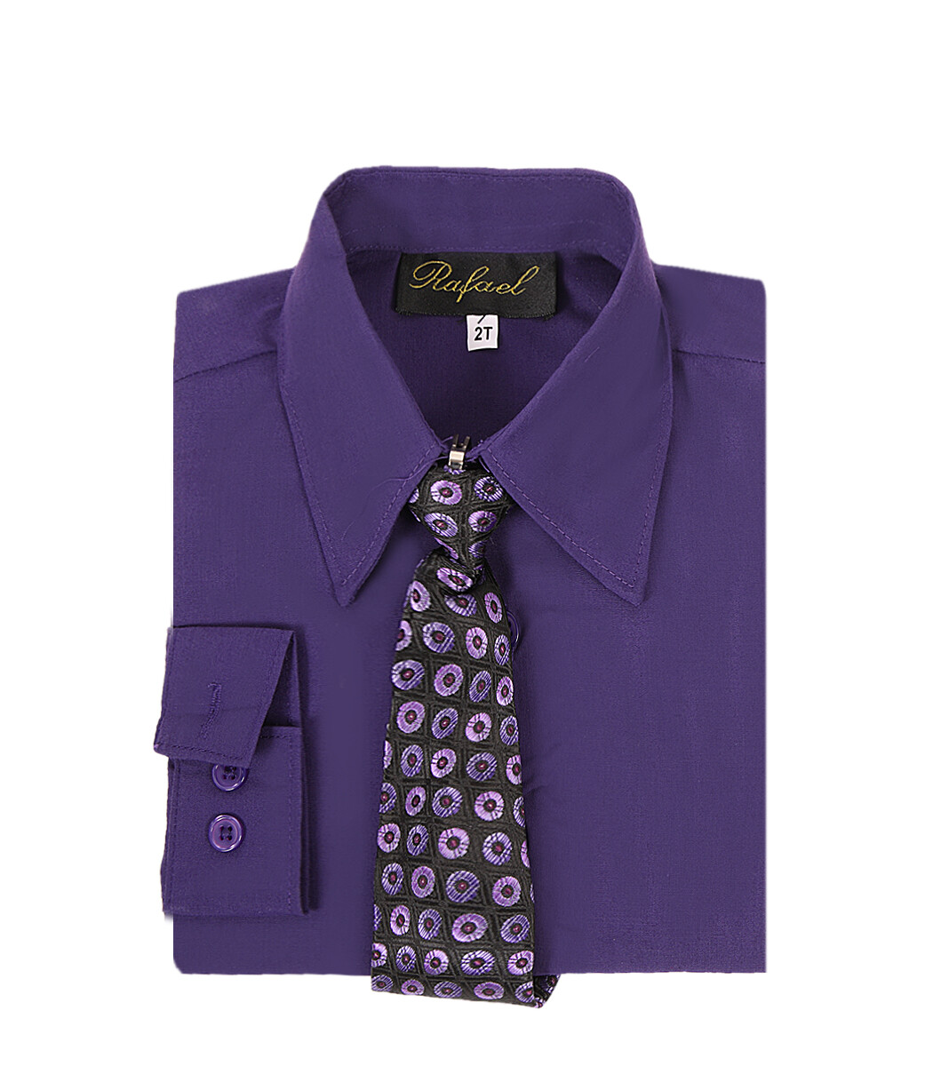 dark purple dress shirt and tie