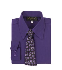 boys purple Lapis Eggplant formal dress shirt with matching tie for easter