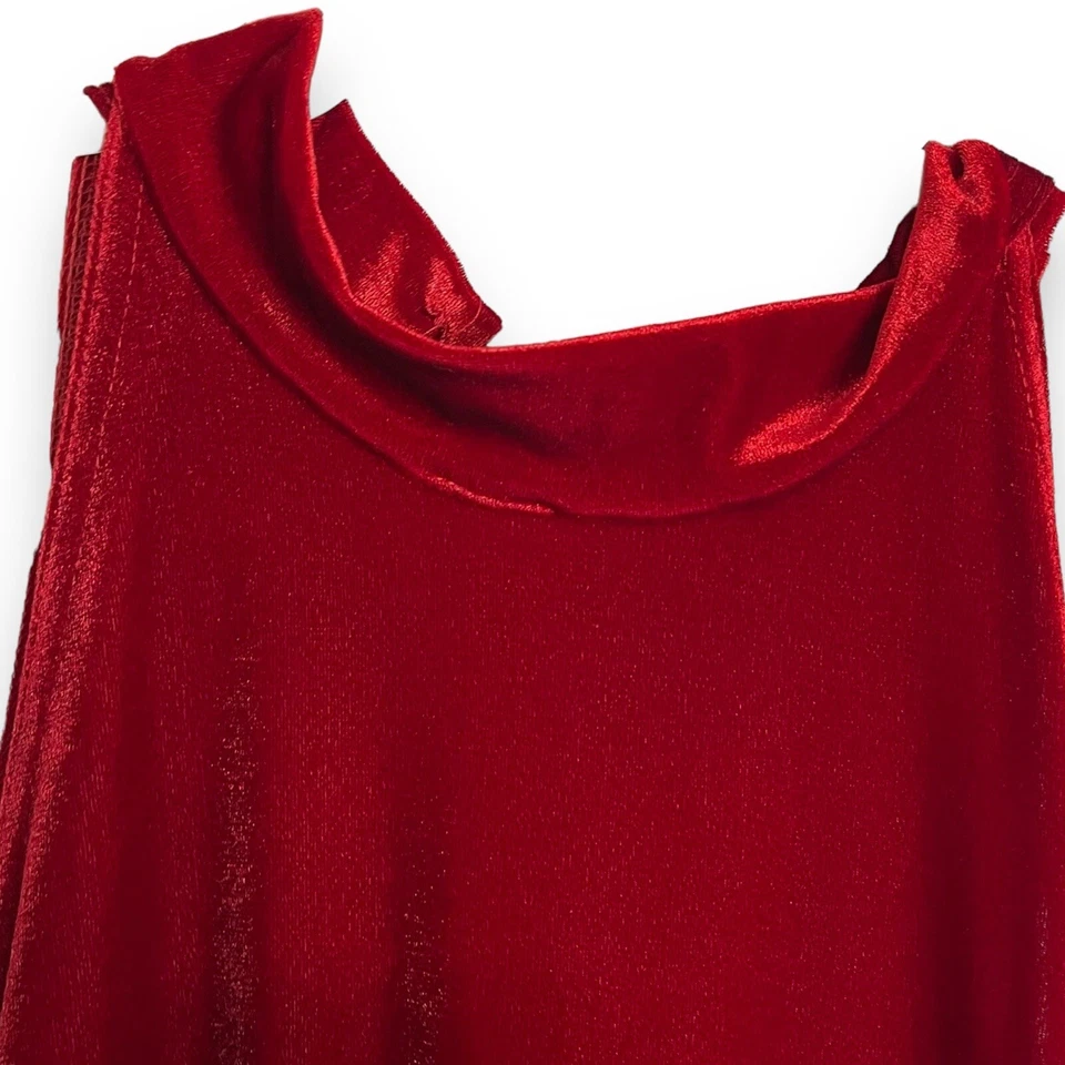 All That Jazz Velvet Maxi Dress Women's Large Red Sexy Party Chorus Sleeveless - Image 4 of 4