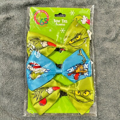 NEW Dr Seuss Bow Tie 3 Pack Grinch How Grinch Stole Christmas Novelty Holidays