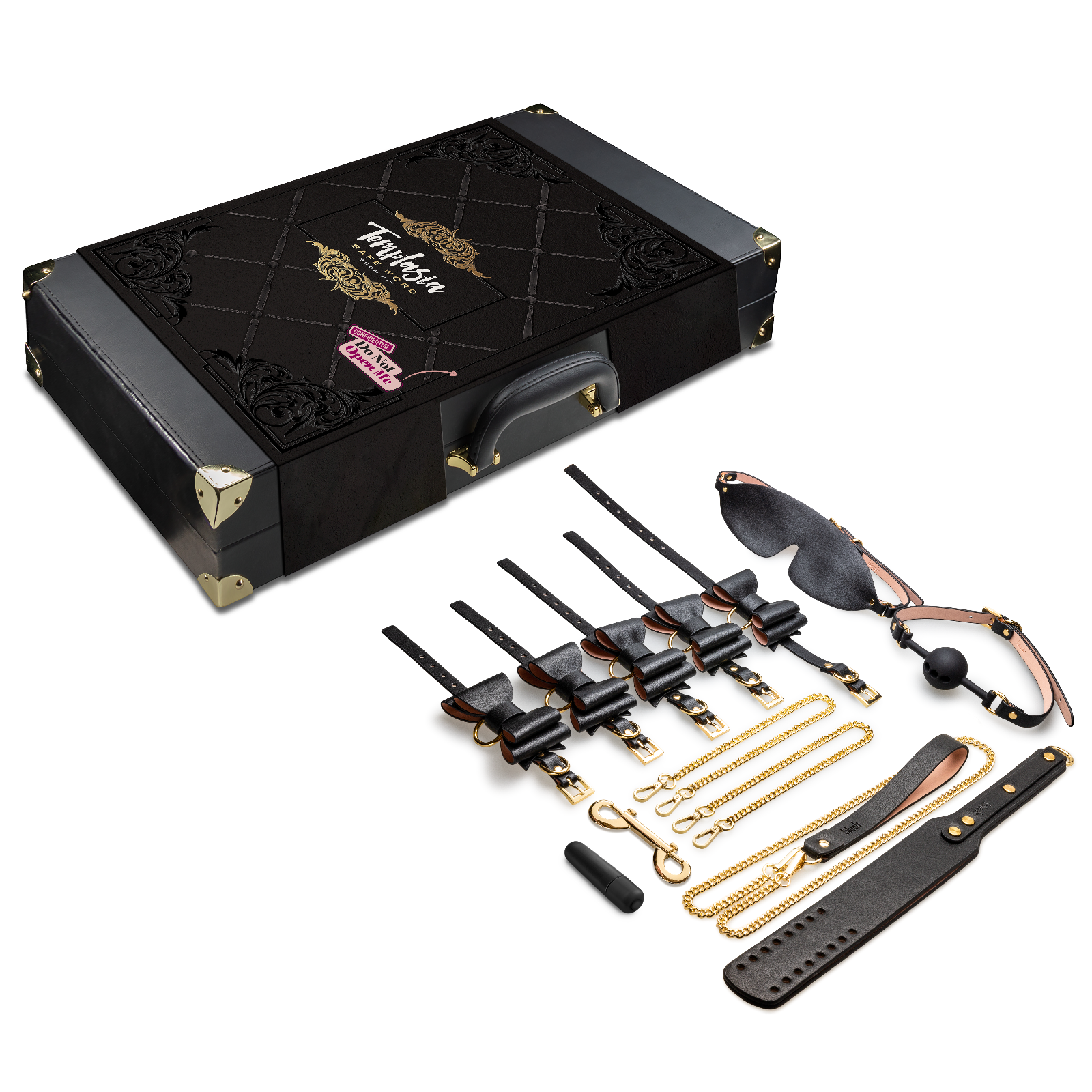 Vegan Leather BDSM Bondage Kit with Suitcase and Toys-image