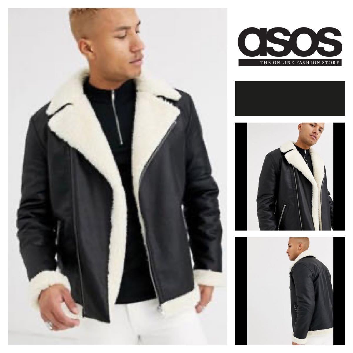 Good product asos Asos Faux Leather Mouton Back Boa Rider s Jacket 
