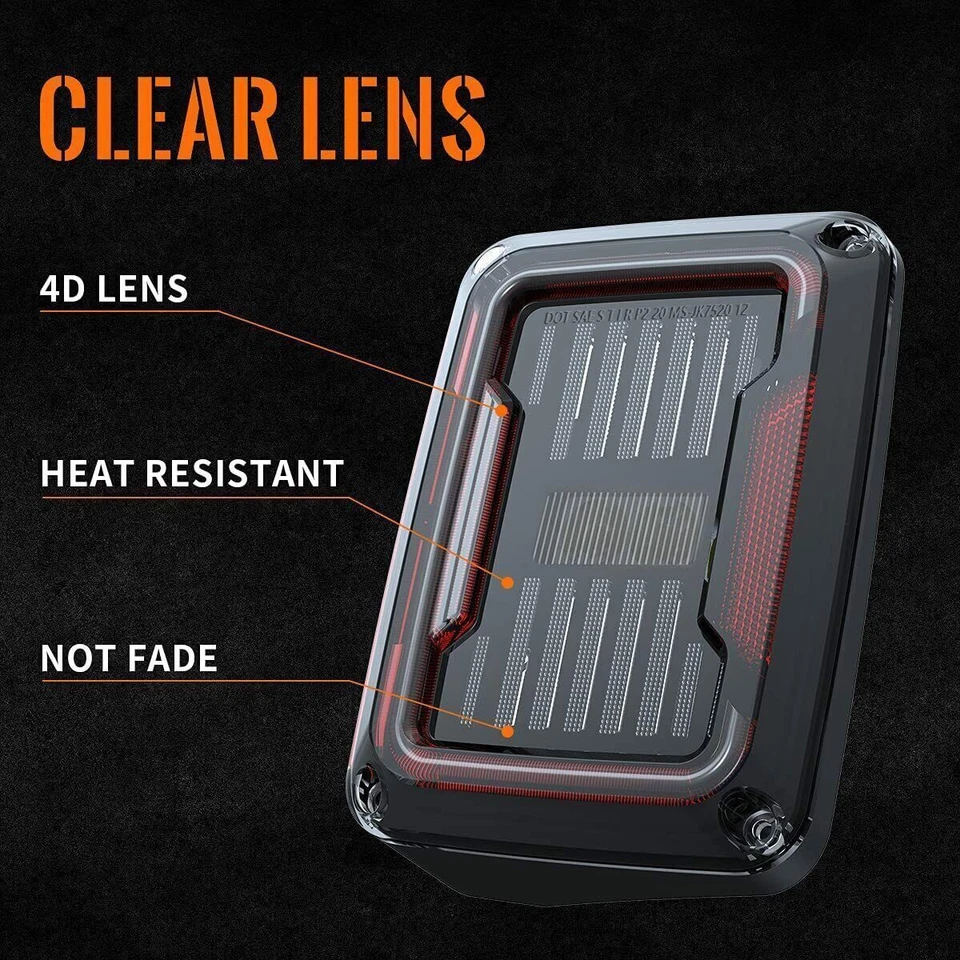 For Jeep Wrangler JK 2007-2018 LED Tail Lights Rear Brake Turn Signal Lights - Image 2 of 4