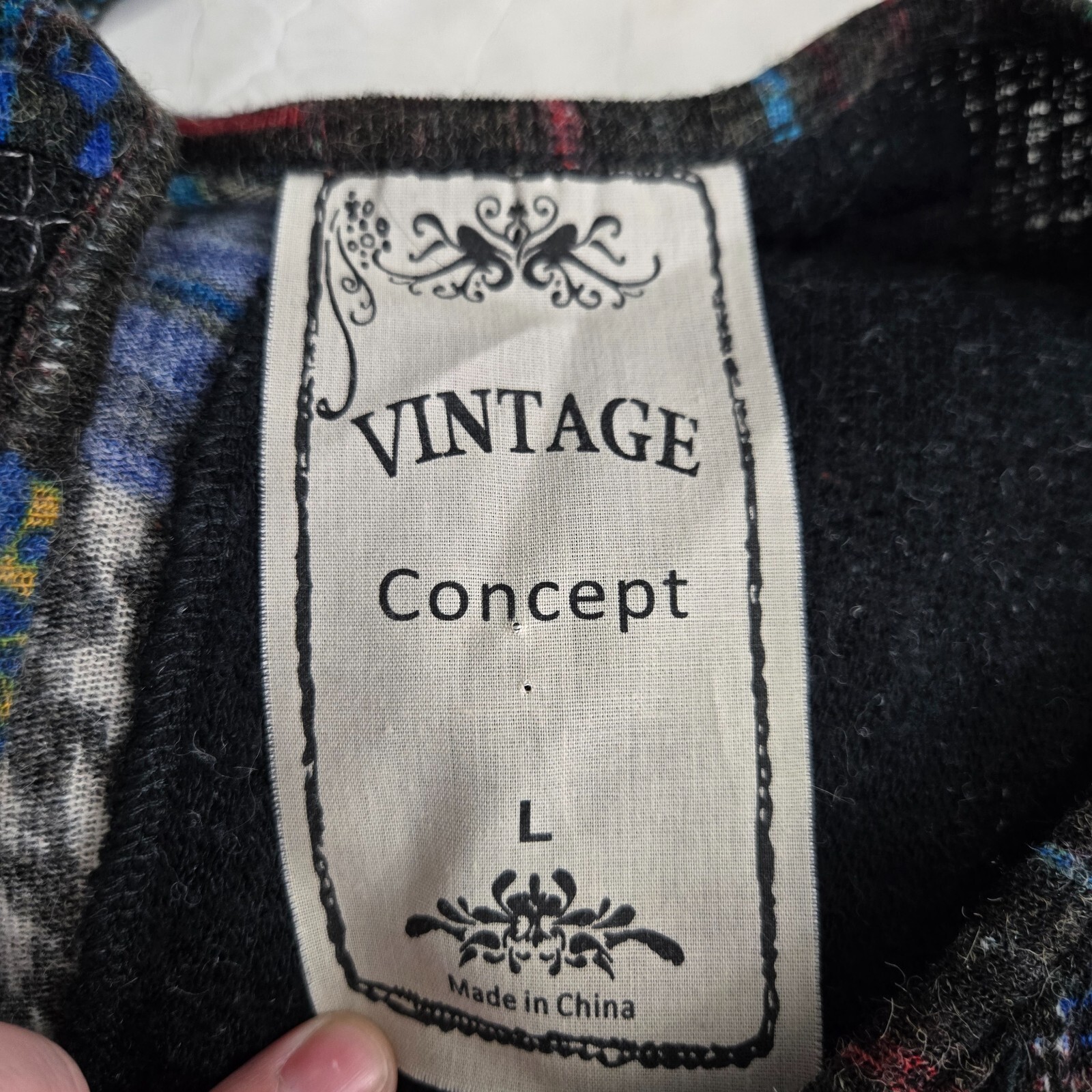 Vintage Concept Top L Patchwork Pattern Black Kni… - image 10