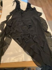 Pretty Little Thing Black Chiffon Frill Plunge Midaxi Dress Size 16