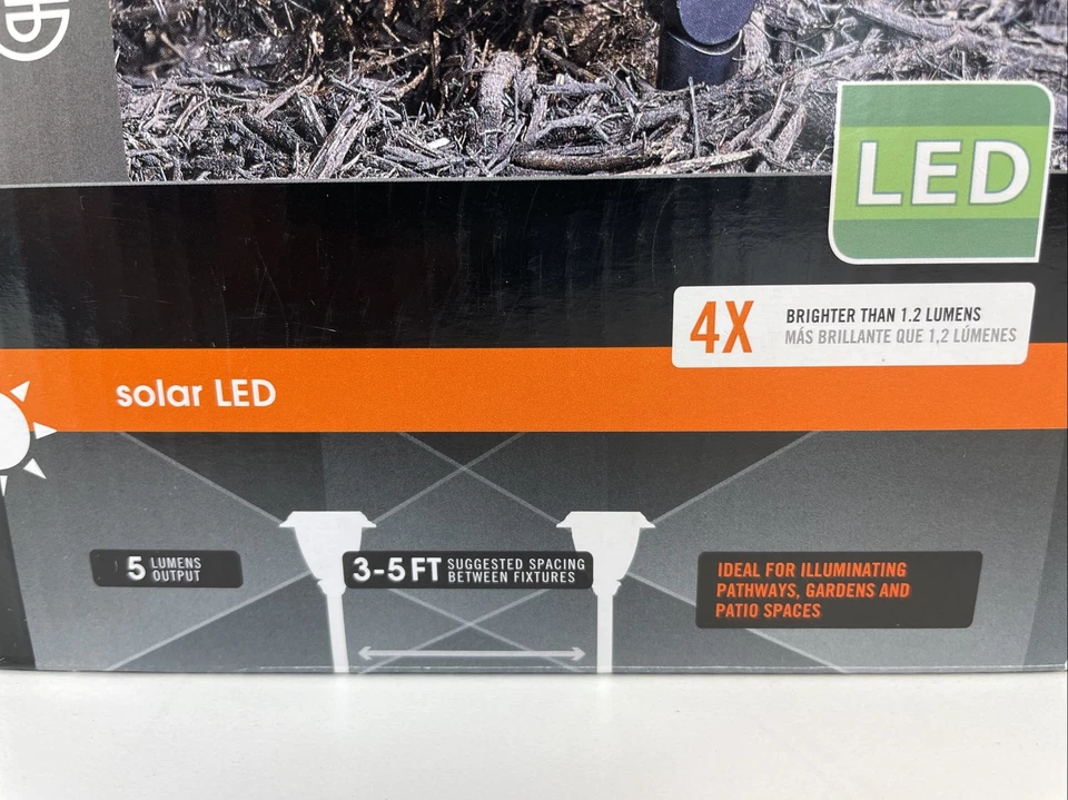 Portfolio 6 piezas Kit de 6 luces de paisaje Iluminación LED integradas solares negras Foto 4 de 4