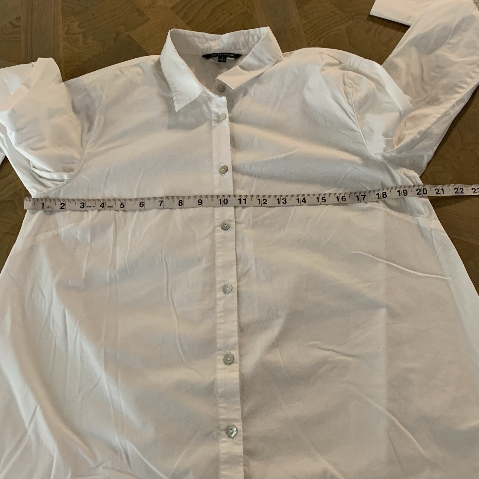 John Mark White Tunic Top Button Down Blouse Long… - image 10