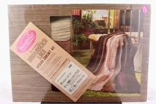 VINTAGE WONDERART ELEGANT BROOMSTICK LACE AFGHAN CROCHET KIT BROWN NEUTRALS