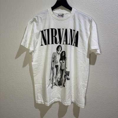 Vintage Nirvana 90s Sub Pop John Lennon Yoko Grunge Band Tour XL T-Shirt REPRINT