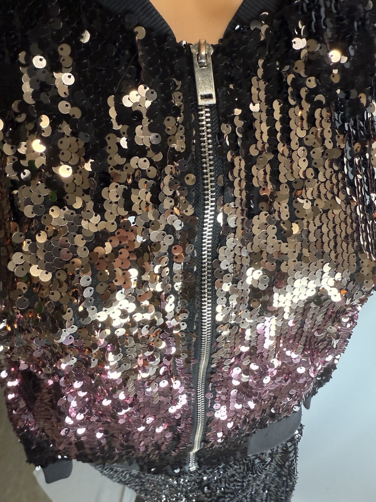 Route 21 gradient sequin lined  bomber jacket par… - image 9