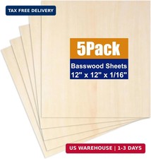 5Pack Balsa Wood Sheets Basswood Craft Plywood 12"x12"x1/16
