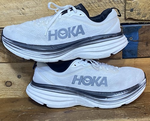 Hoka One One Bondi 8 Zapatos Para Hombre Talla 11 D Blanco Negro Correr Malla Cojín Carretera - Imagen 2 de 11