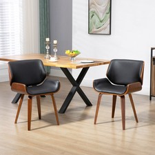 Produktbild - Esszimmerstühle 2er Set Küchenstuhl mit Rückenlehne, Holzbeine, Refurbished