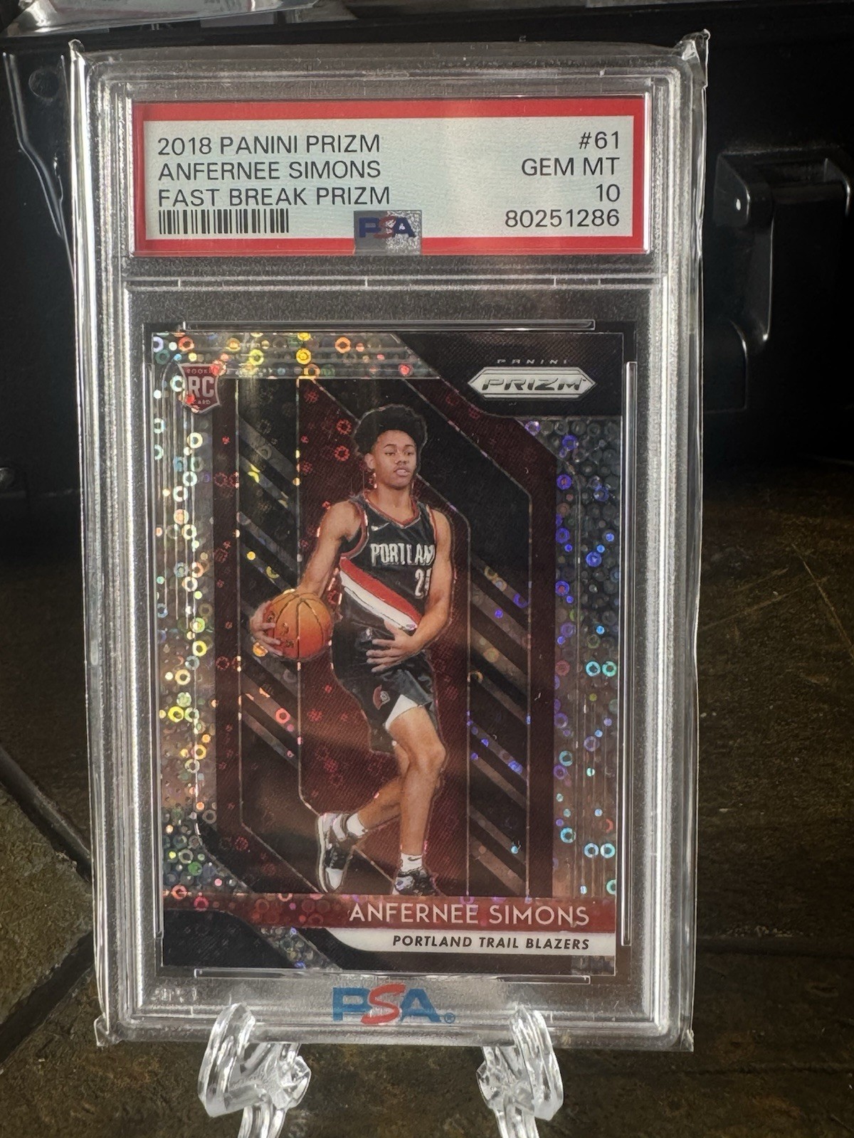 2018-19 Panini Prizm Fast Break Anfernee Simons RC #61  PSA 10