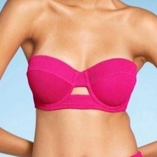 Shade Shore Hot Pink Ribbed Light Lift Bikini Top 38DD