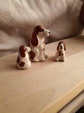 Dolls House Dogs Miniature ceramic Spaniel dog  Hounddog + puppies  Dolls House