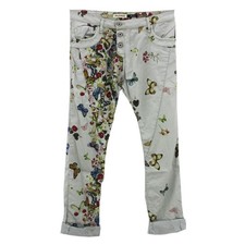  Pantaloni jeans donna PLEASE P 78A boyfriend button-fly butterfly kaki chiaro 33400