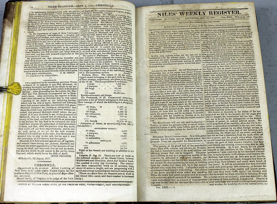 Niles' Weekly Register Vol 5 J.J. Brice 1825-1826 Illustrated Historical - Image 4 of 4