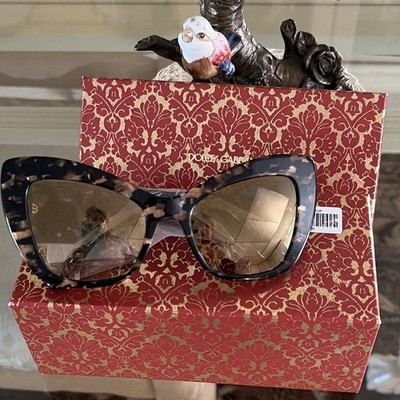 Dolce & Gabbana DG Women's Cat Eye Sunglasses Tortoise Multicolor Brown Tint