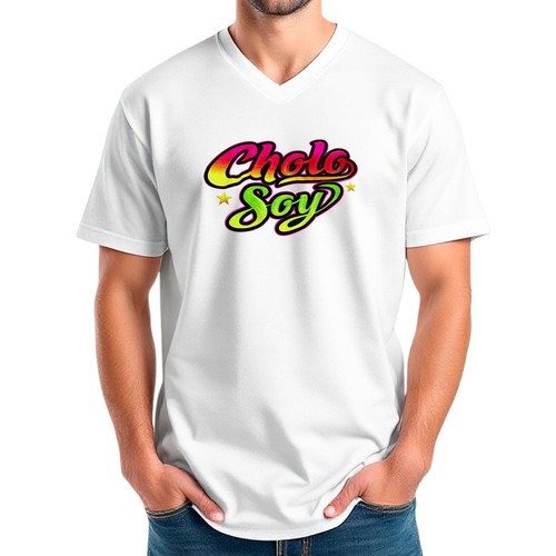 NWT Peru Cholo Soy Chicha Style Peruvian Men's V neck Short Sleeve T-Shirt - Picture 4 of 5