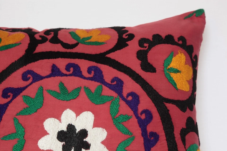 Ethnic Suzani  Cushion , Authentic Embroidered Vintage pillow,Boho throw pillow - Image 2 of 4