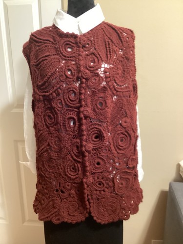 Crochet Vest With Irish Lace.Very Beautiful Color.