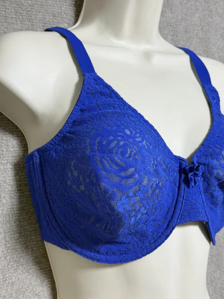 Sujetador Wacoal para mujer 40D azul encaje con aros correas ajustables cobertura completa 851205 Foto 4 de 4