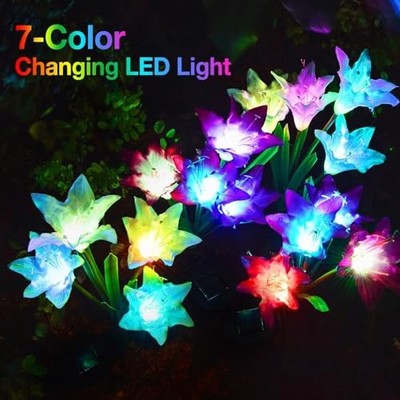 KOOPER OUTDOOR SOLAR LIGHTS 4 PACK SOLAR GARDEN LIGHTS BIGGER PANEL - MULTICOLOR