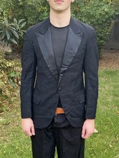 Antique 30s Carter s Clothes Wool Tuxedo Suit Black Skinners Satin