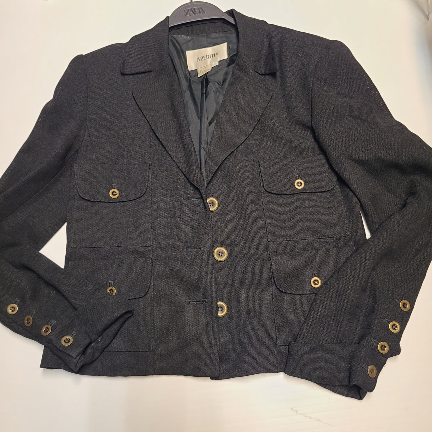 Women's Aperitiv Wool Patchwork Jacket Size 10 - image 1