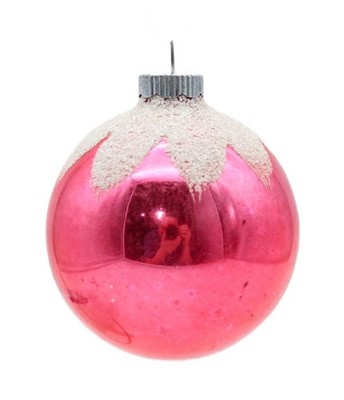 Shiny Brite Vintage Mica Snowcap Red Ball Glass Christmas Ornament