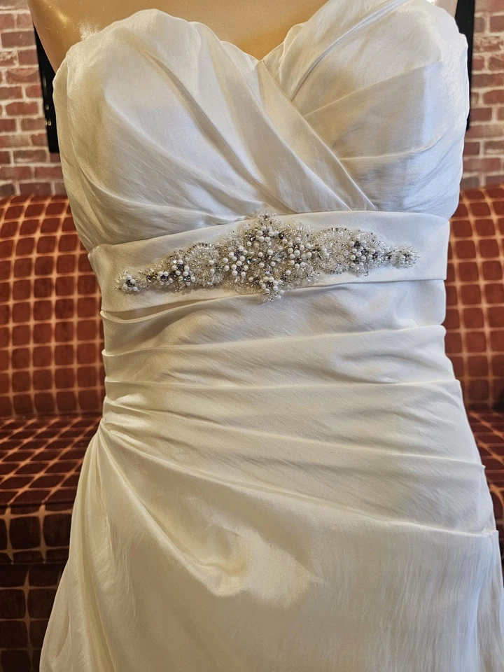 Ivory Wedding dress Sz 8 Strapless ,Train  Lace Up Back, Rhinestones  - Image 2 of 4