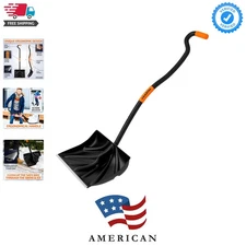 Lightweight 18 Inch Heavy Duty Snow Shovel with 60 Inch Ergonomic Handle – Black