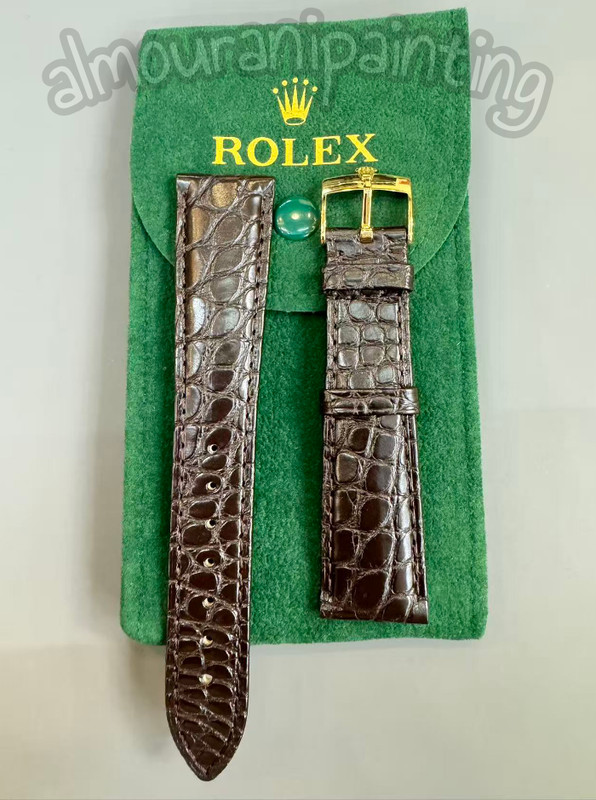 Rolex 20mm Brown Crocodile Leather Band + 𝐑𝐎𝐋𝐄𝐗 Gold Buckle NOS' Plated🔥